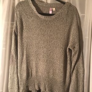 Gray Francesca’s Sweater with Elbow Patchwork